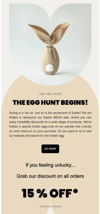 Exemple de campagne de chasse aux œufs de Pâques