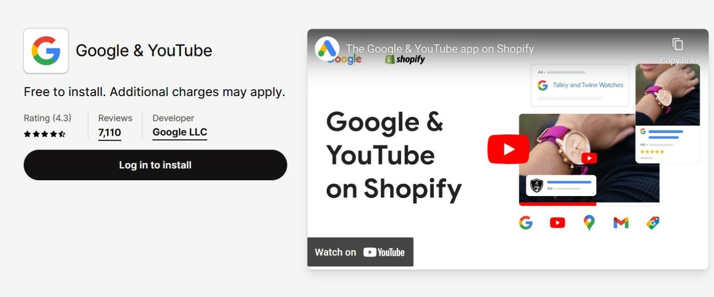 Google channel Shopify app