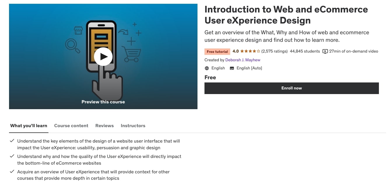 Introduction to web and ecommerce user experience design course by Deborah J. Mayhew, Ph.D