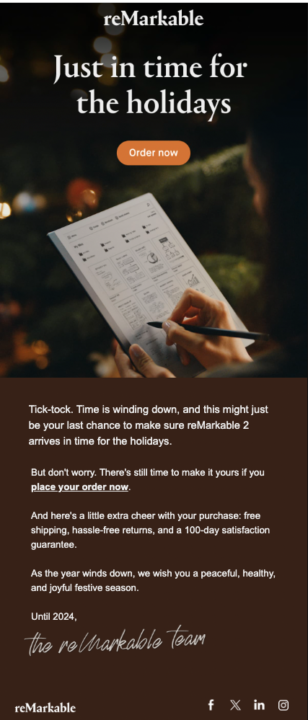 Email design example by ReMarkable
