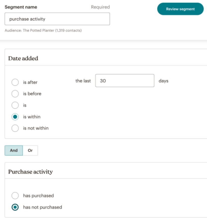 Mailchimp segmentation