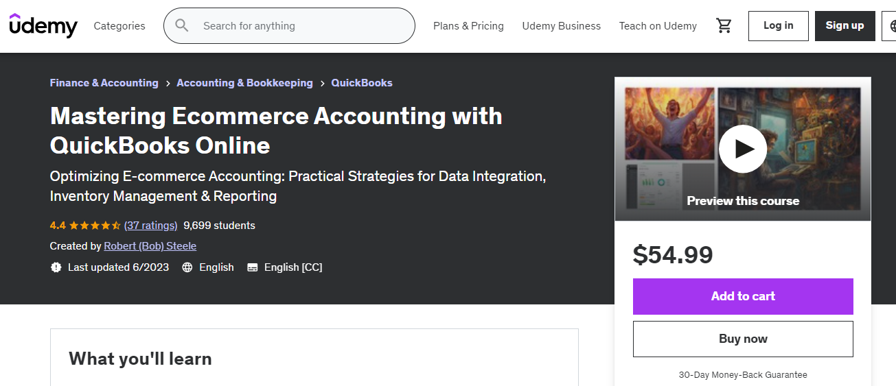 Mastering Ecommerce Accounting with QuickBooks Online course by Robert (Bob) Steele