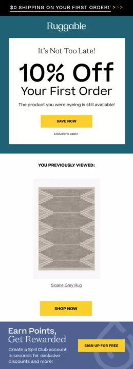 Email design example by Ruggable