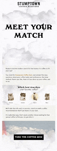 Exemplo de design de e-mail por Stumptown Coffee Roasters