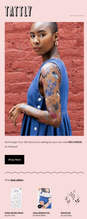 Exemplo de e-mail de lembrete por Tattly