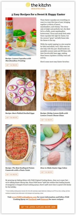 Newsletter with easter content by the kitchn