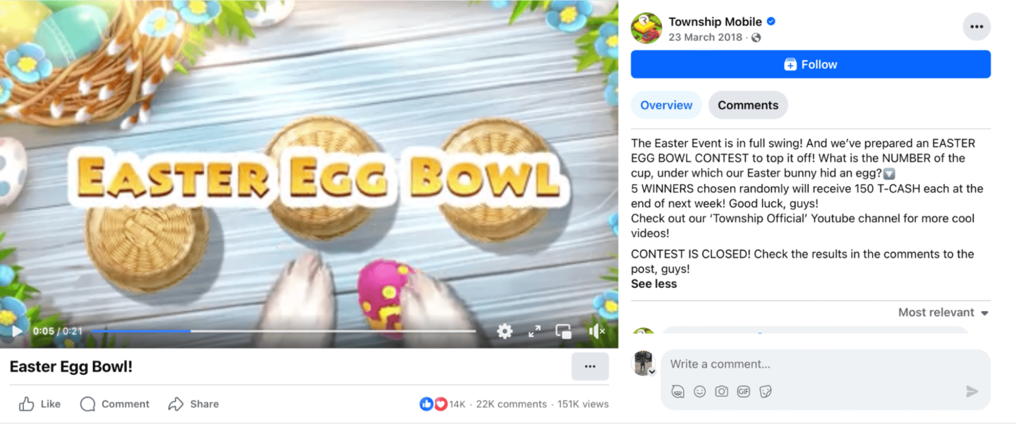 Township mobile game's Easter contest