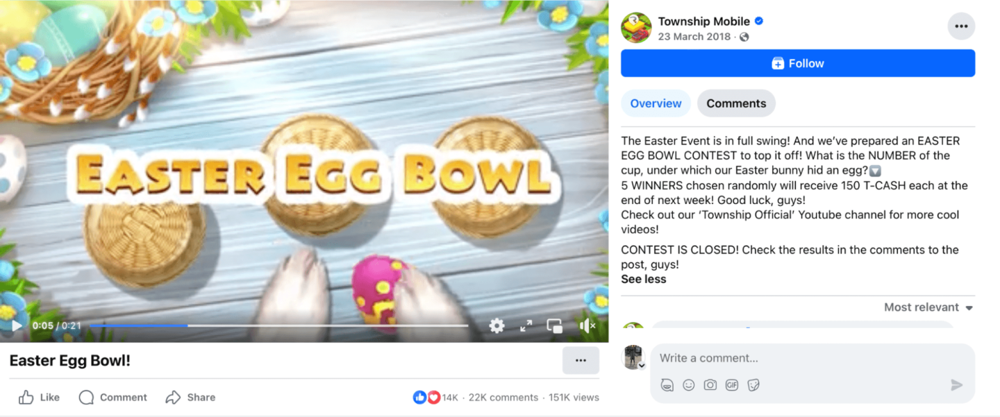 Concurso de Pascua del juego móvil Township