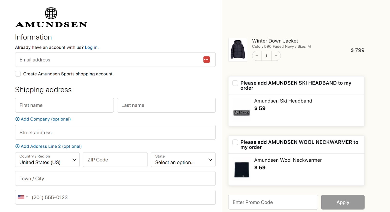 Checkout page example on Amundsen
