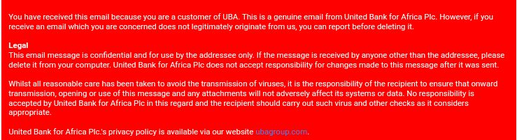 Isenção de responsabilidade de e-mail de confidencialidade