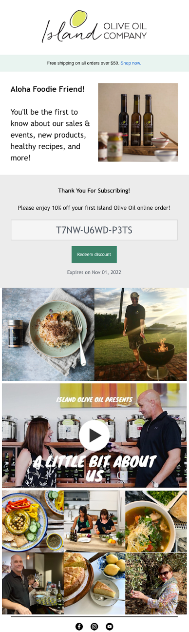 Welcome series email