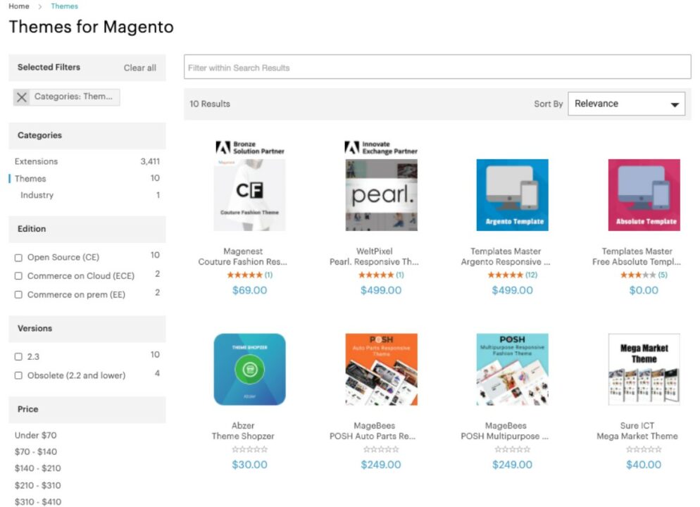 magento vs woocommerce: Magento theme