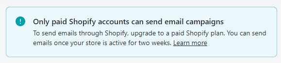 Shopify email account requirements