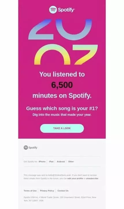 Hyper-personalization example by Spotify