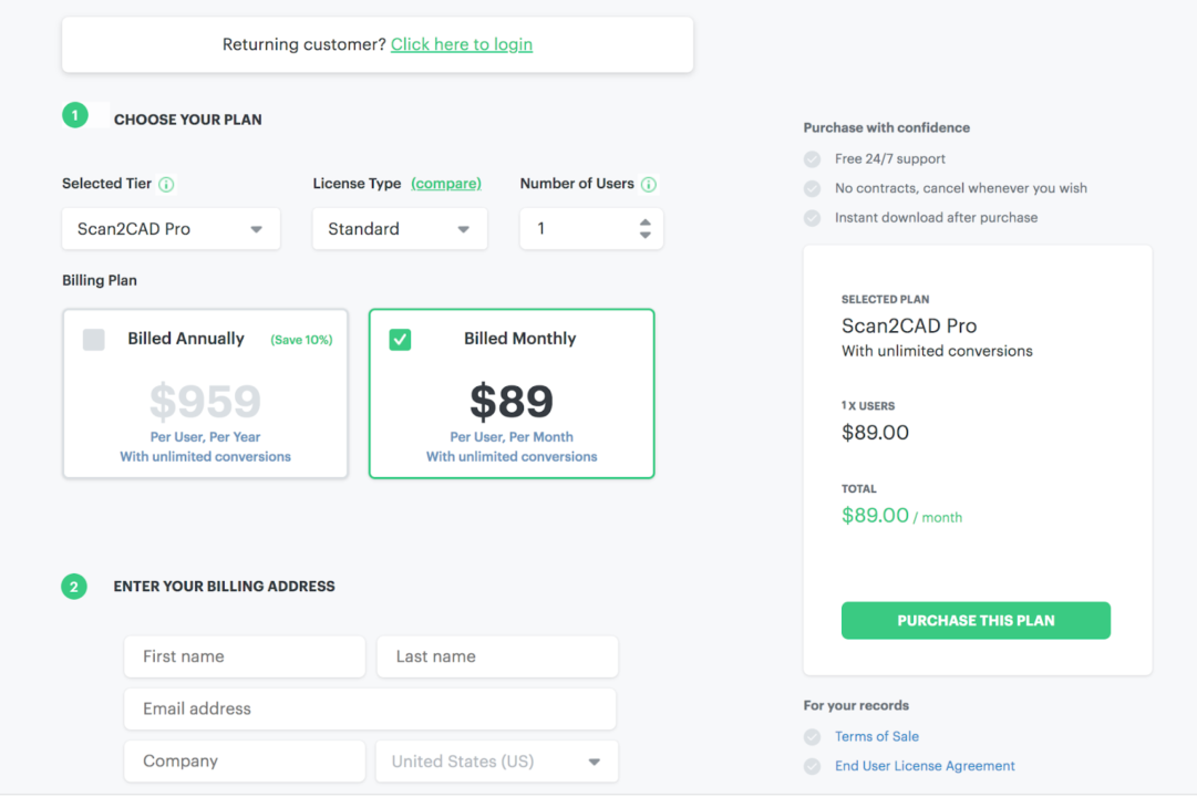 Tidio checkout process