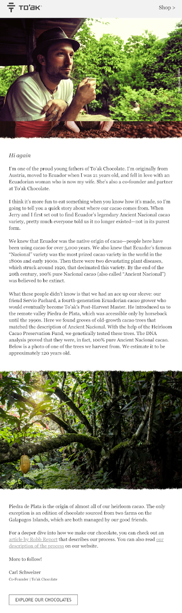 Welcome series email