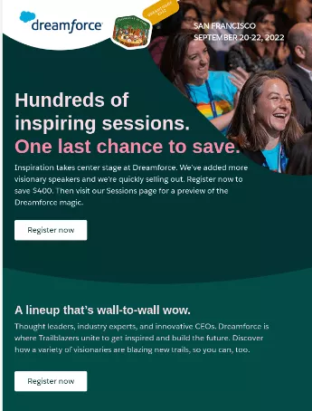 event invitation email example by Salesforce