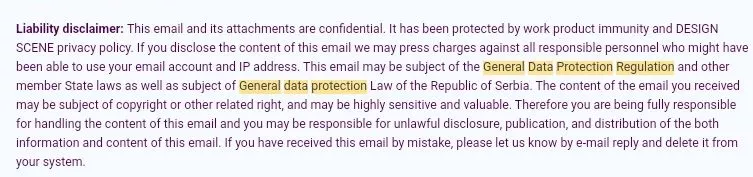 liability email disclaimer