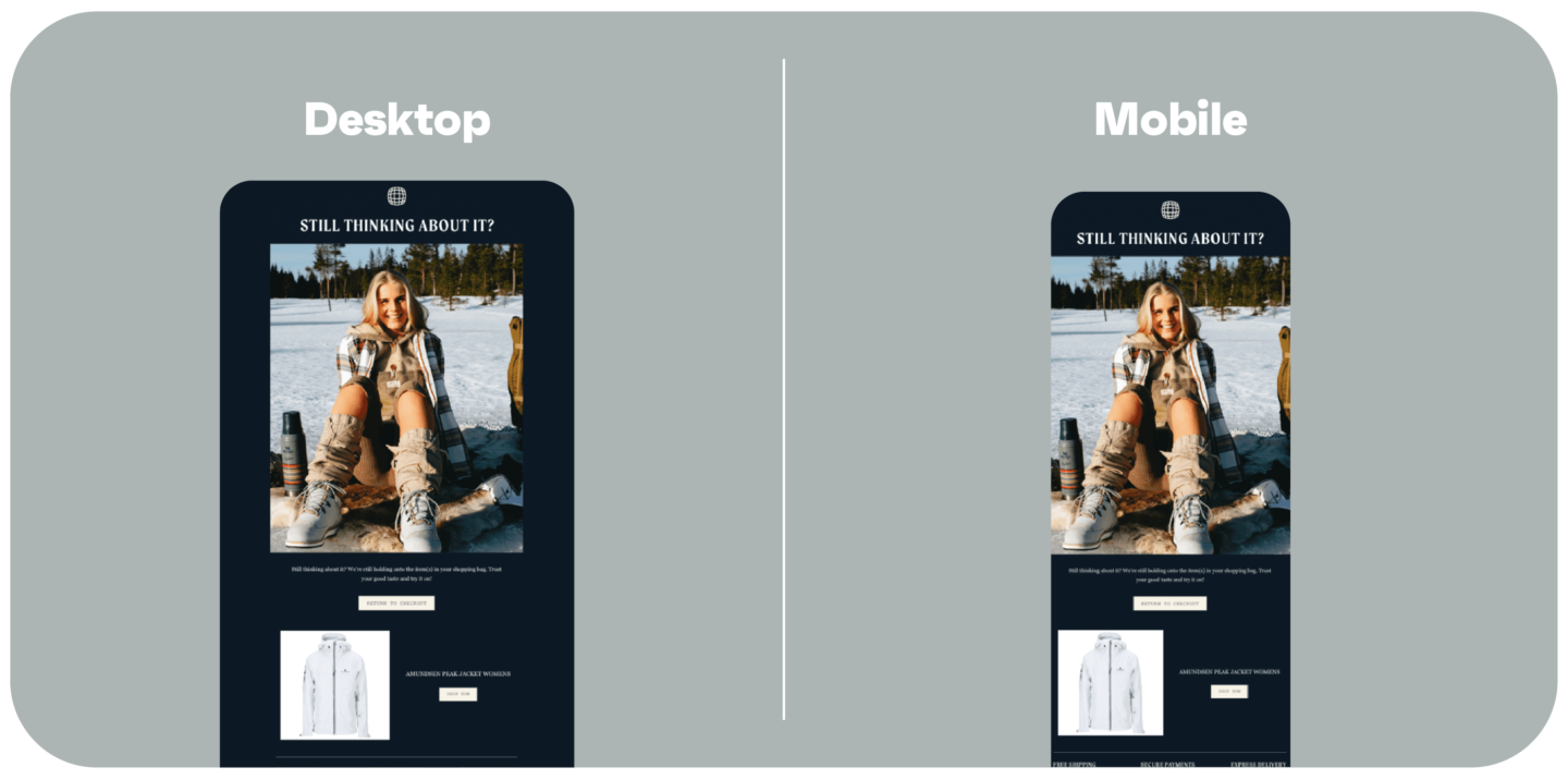 Amundsen Sports responsive cart recovery email