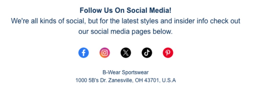 B-Wear Sportswear social media