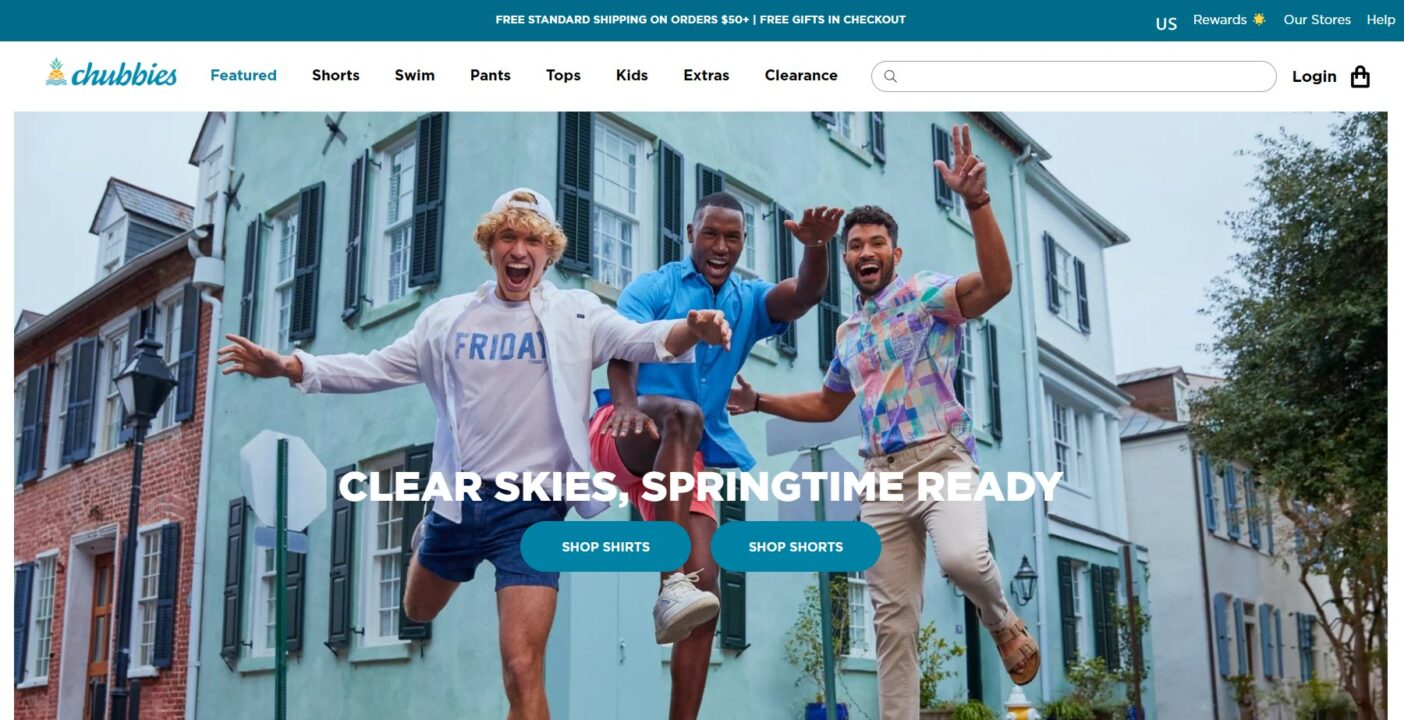 Chubbies Shopify store for sport shorts