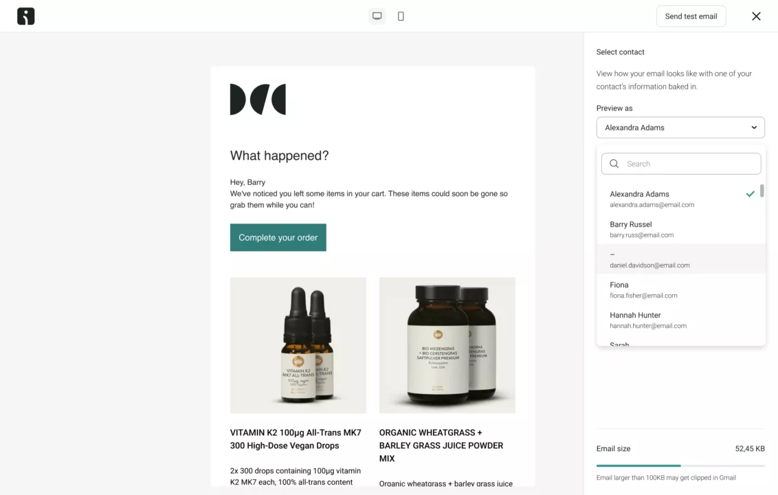 Omnisend email builder