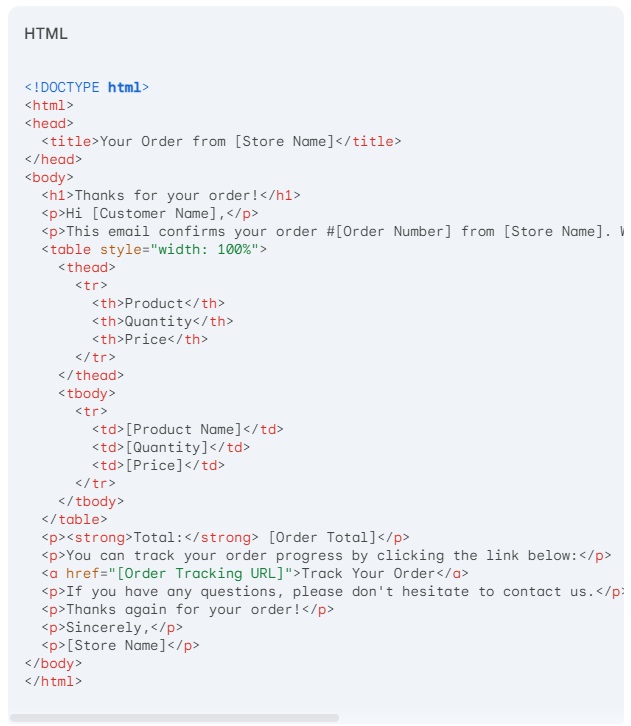 How to edit WordPress email templates: HTML example