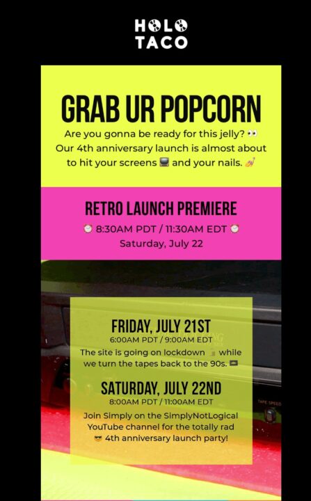 Holo Taco product launch email