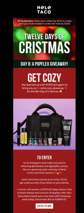 Holo Taco giveaway email