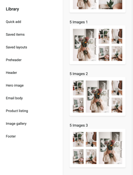 New image layout in email builder