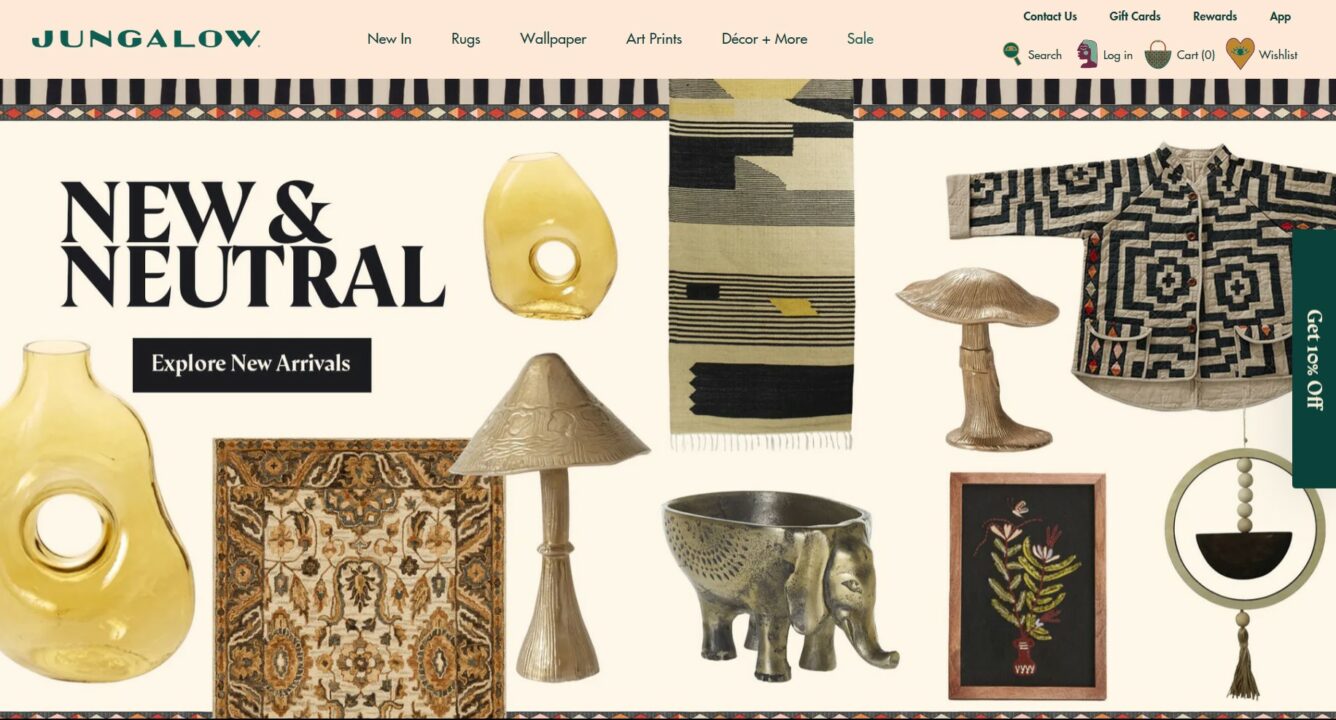 Jungalow ecommerce website