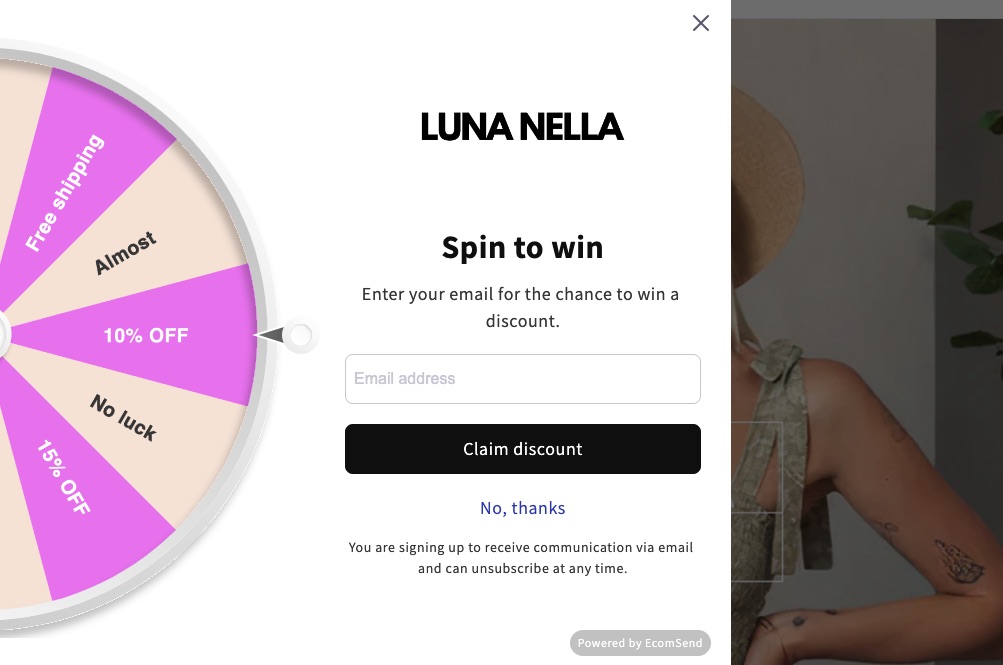 Gamified website popup example by Luna Nella