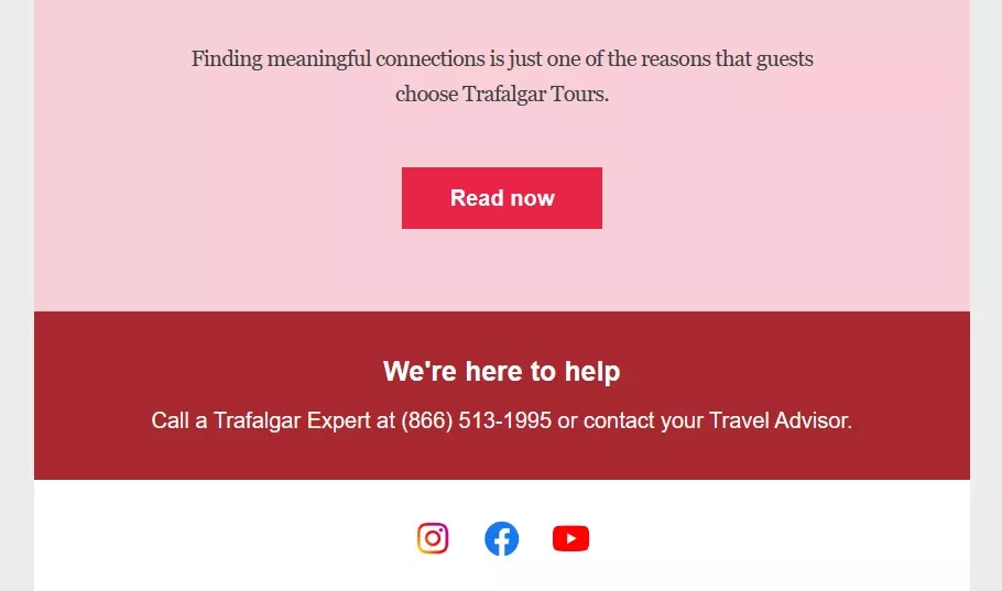 We're here to help email sign off by Trafalgar