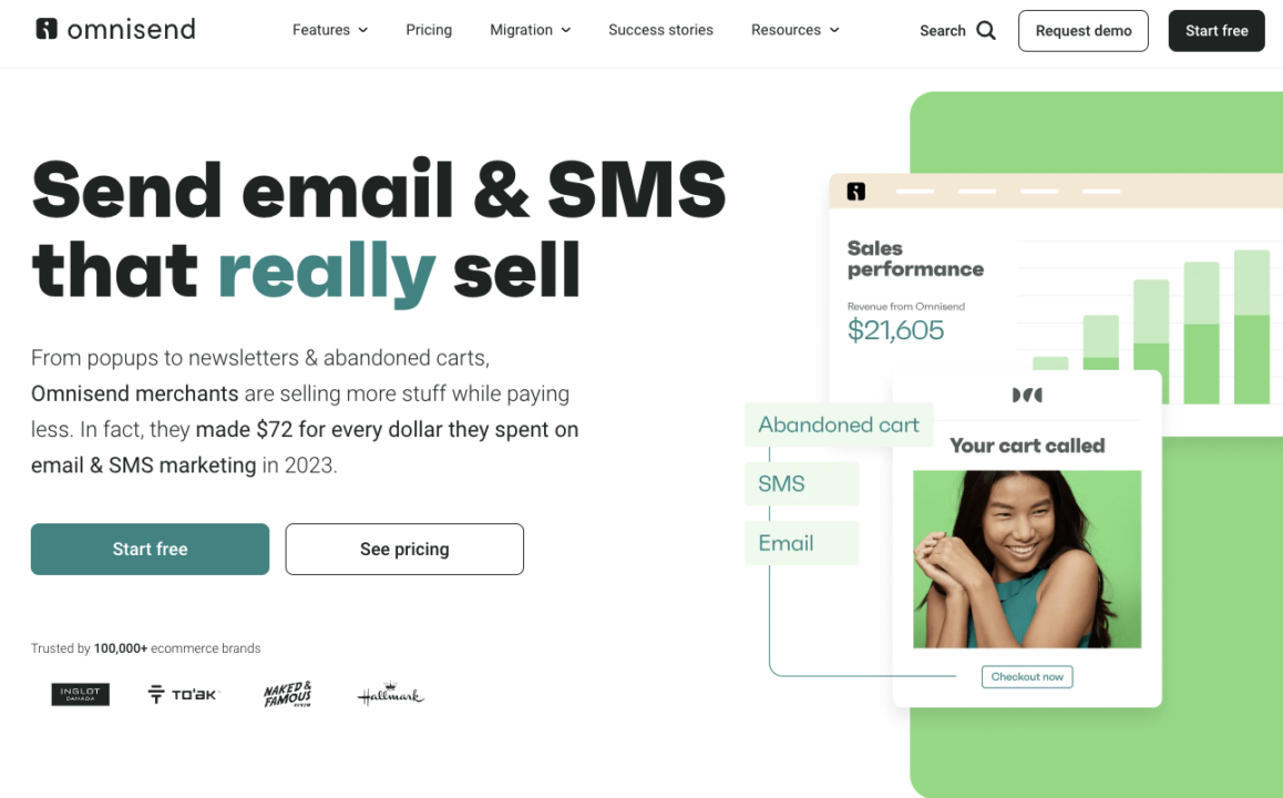 Best email marketing software: Omnisend homepage