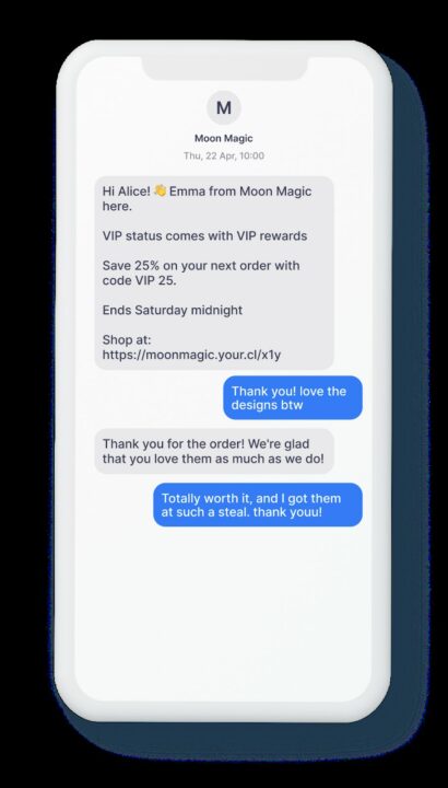 personalized SMS by Moon Magic
