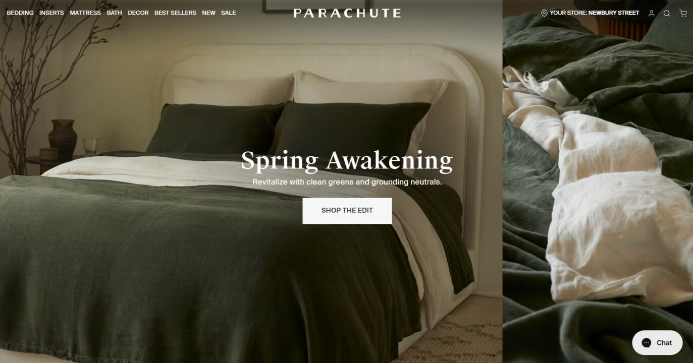 parachute ecommerce website