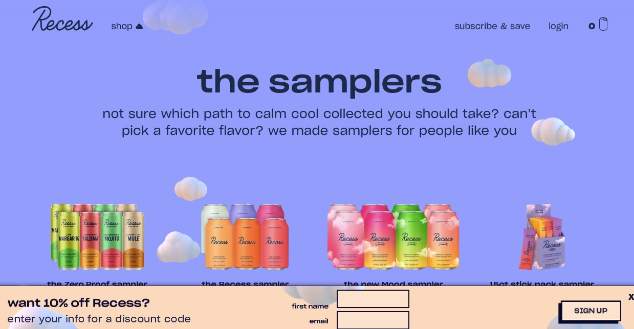 Hello bar website popup example by Recess