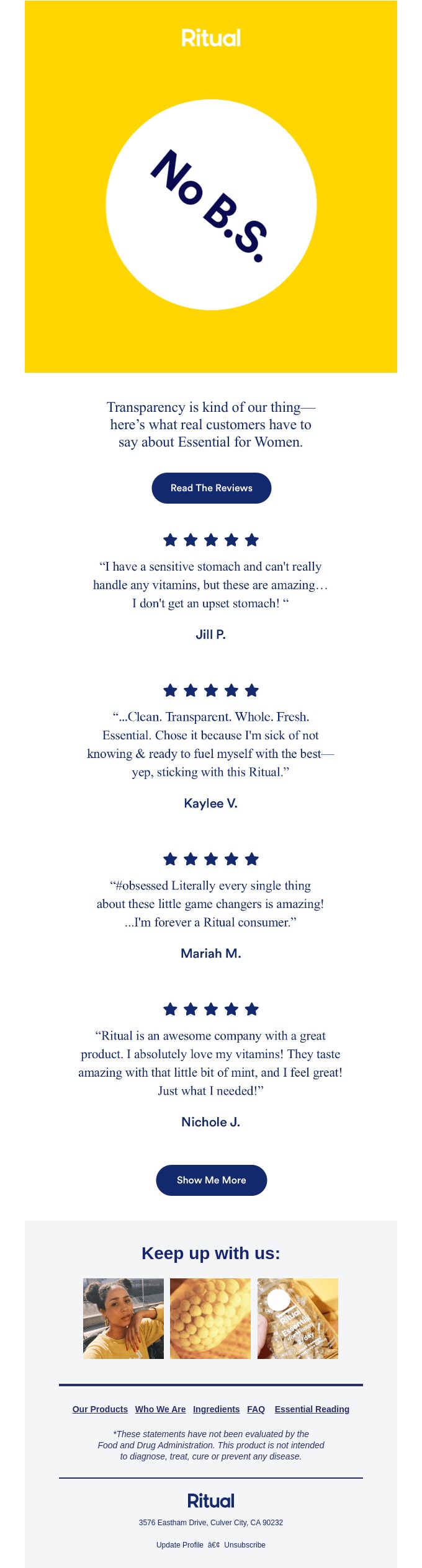 Review marketing email from Ritual