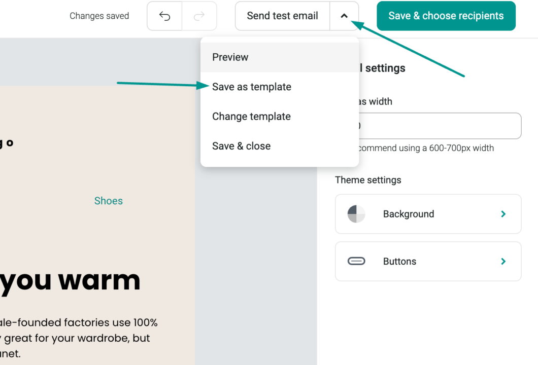 Saving your design on Omnisend