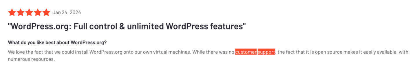 WordPress review from G2