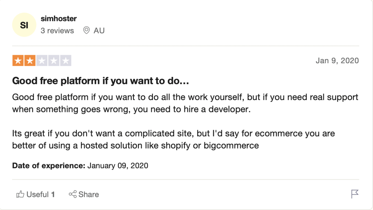 WordPress review from Trustpilot