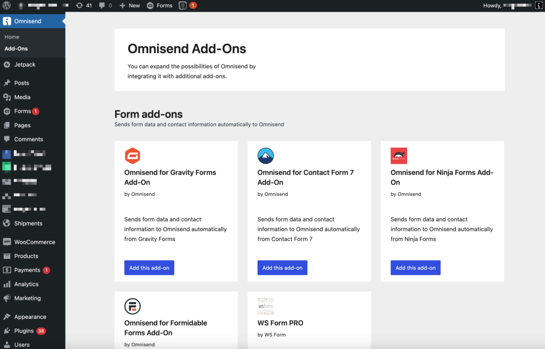 Omnisend add-ons for WordPress