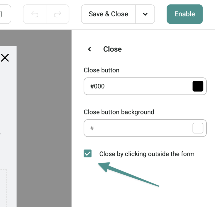 Omnisend close by clicking outside the form