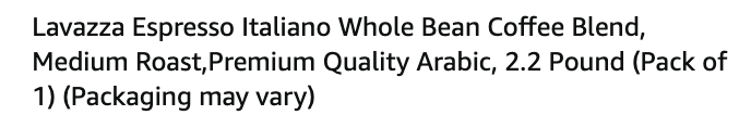 Coffee product description