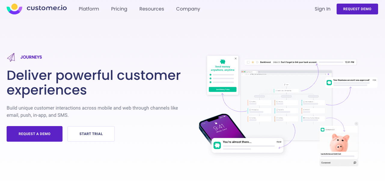 Customer.io homepage