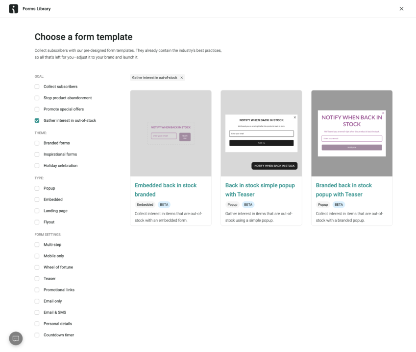 Updated Back-in-Stock feature