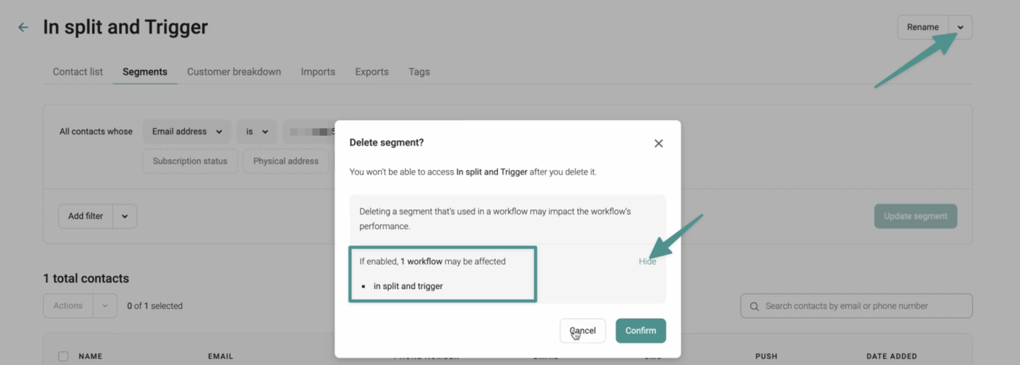 Updates for segments used in automations