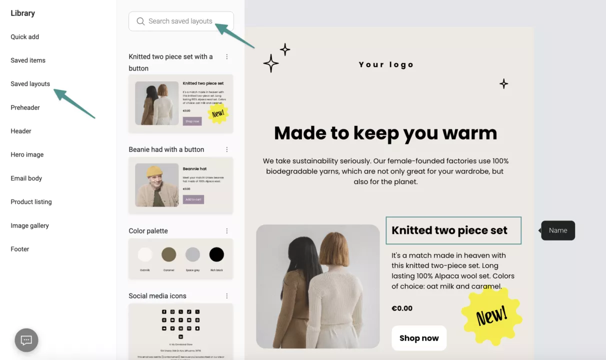 Items and layouts search