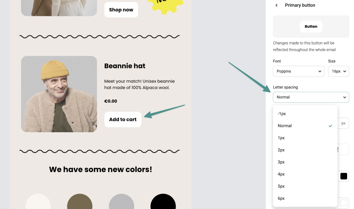 Letter spacing for email builder