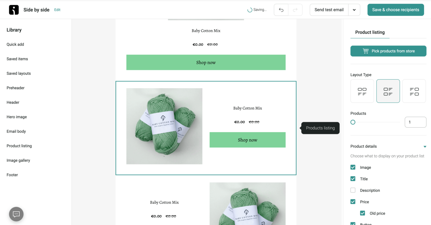 Product listing